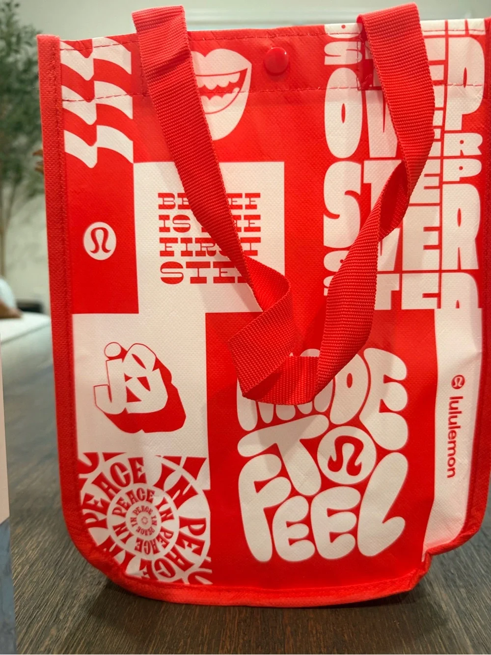 lululemon athletica Lift and Lengthen Yoga Block - Marble Blue with Red tote bag